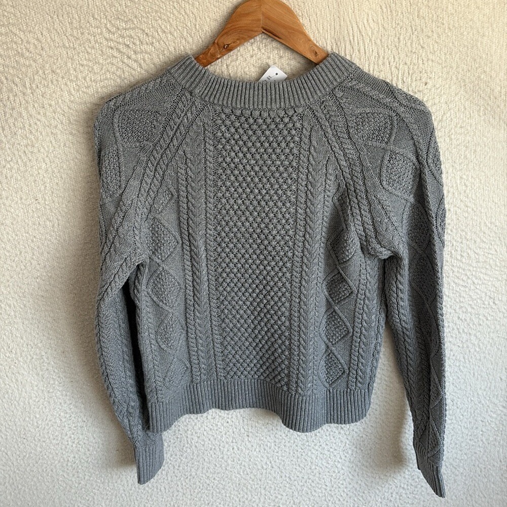 J Crew Cotton‎ cable-knit crewneck sweater Womens XXS Grey - Picture 6 of 8